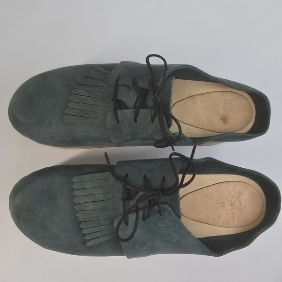 Bryr Clogs Platform shoes. Zoe style. Deep green nubuck leather. - Picture 6 of 7